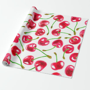 Watercolor cherries pattern wrapping paper