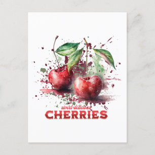 Watercolor Cherries Postcard