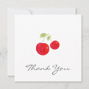 Watercolor Cherries Thank You Card