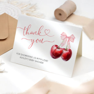 Watercolor Cherry Baby Shower Thank You Card