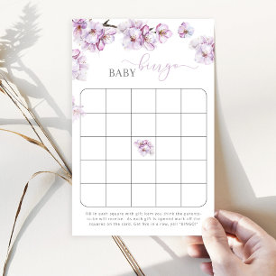 Watercolor cherry blossom baby shower bingo game