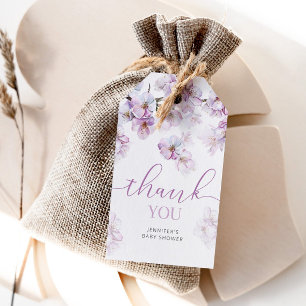 Watercolor cherry blossom baby shower gift tags