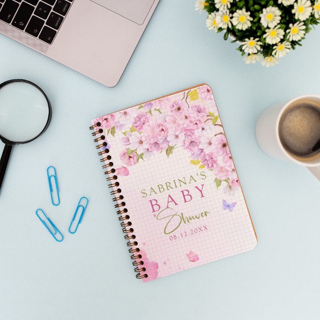 Watercolor Cherry Blossom Baby Shower  Notebook (Creator Uploaded)