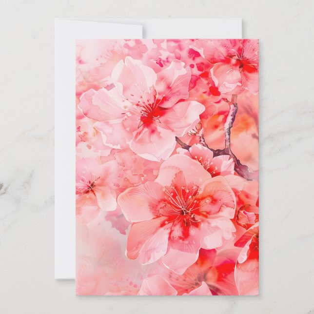 Watercolor Cherry Blossom Bliss Announcement (Front)
