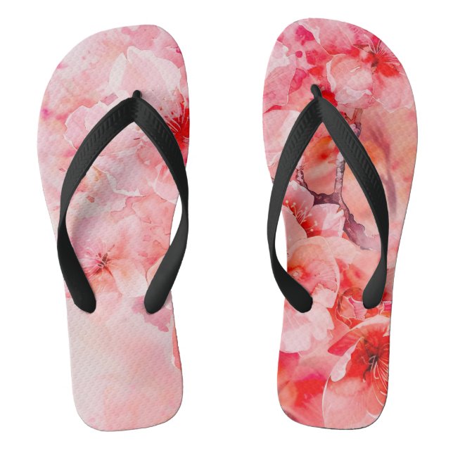Watercolor Cherry Blossom Bliss Jandals (Footbed)
