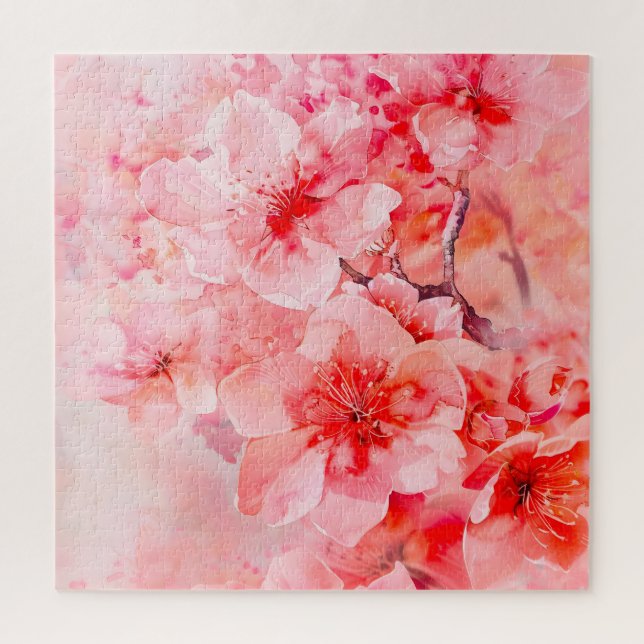 Watercolor Cherry Blossom Bliss Jigsaw Puzzle (Vertical)