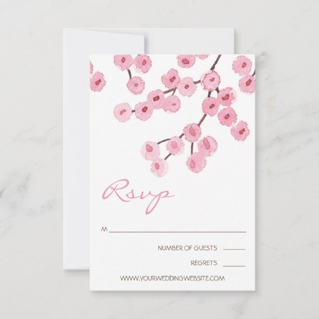 Watercolor Cherry Blossom Branches RSVP Card (Front)