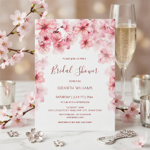  Watercolor Cherry Blossom Bridal Shower Invitation