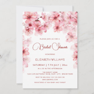 Watercolor Cherry Blossom Bridal Shower Invitation