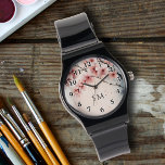 Watercolor Cherry Blossom Floral Girly Monogrammed Watch<br><div class="desc">Add a Touch of Elegance with this Watercolor Cherry Blossom Floral Girly Monogrammed Watch! Featuring a delicate cherry blossom watercolor design in shades of pink and blue, this watch combines beauty and functionality. Black typography numbers frame the design, while your personalised initials or monogram in elegant black script add a...</div>