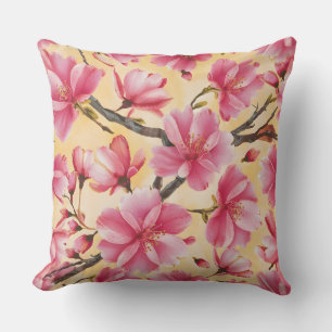 "Watercolor Cherry Blossom Floral Pattern" Cushion