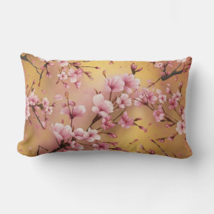 Watercolor Cherry Blossom Floral Pattern" Lumbar Cushion