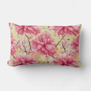 "Watercolor Cherry Blossom Floral Pattern" Lumbar Cushion