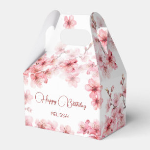 Watercolor Cherry Blossom Happy Birthday Favour Box