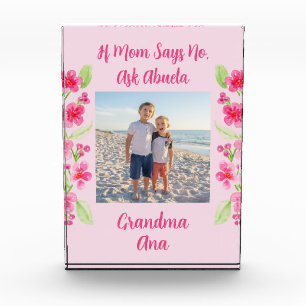 Watercolor Cherry Blossom NONNA Photo PERSONALIZE Block