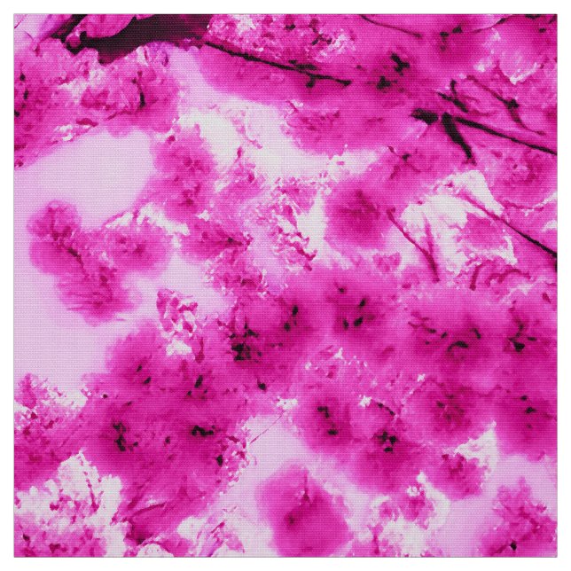 Watercolor Cherry Blossom Pattern Fabric (Swatch)