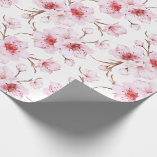 Watercolor Cherry Blossom Pattern Wrapping Paper