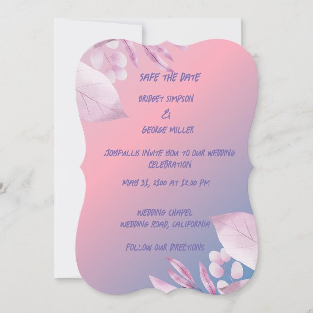 watercolor cherry blossom safe the date wedding (Front)