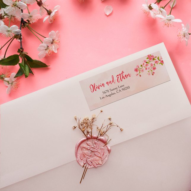 Watercolor Cherry Blossom Spring Wedding Address (Creator Uploaded)
