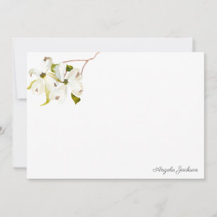 Watercolor Cherry Blossom Stationery Flat Card