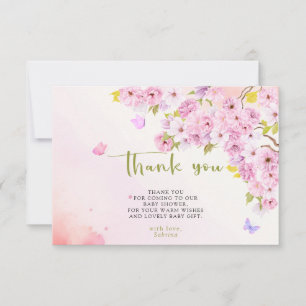 Watercolor Cherry Blossom Thank You Baby Shower Card