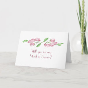Watercolor Cherry Blossom Wedding Maid of Honour Invitation