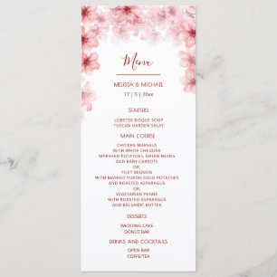Watercolor Cherry Blossom Wedding Menu