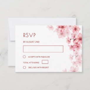 Watercolor Cherry Blossom  Wedding RSVP Card