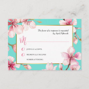 Watercolor Cherry Blossom Wedding RSVP Card