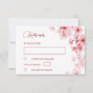 Watercolor Cherry Blossom Wedding RSVP Card