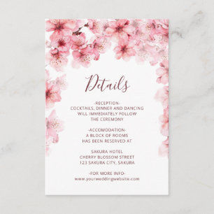 Watercolor Cherry Blossom White Enclosure Card