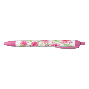 Watercolor Cherry Blossoms Bridal Baby SHOWER Black Ink Pen