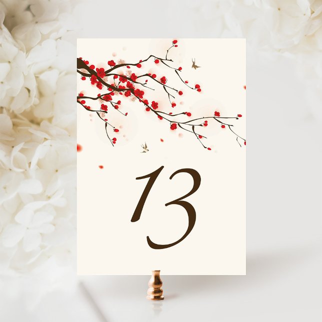 Watercolor Cherry Blossoms Floral Table Number (Creator Uploaded)