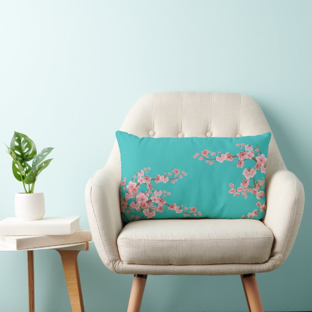 Watercolor Cherry Blossoms Lumbar Cushion (Chair)