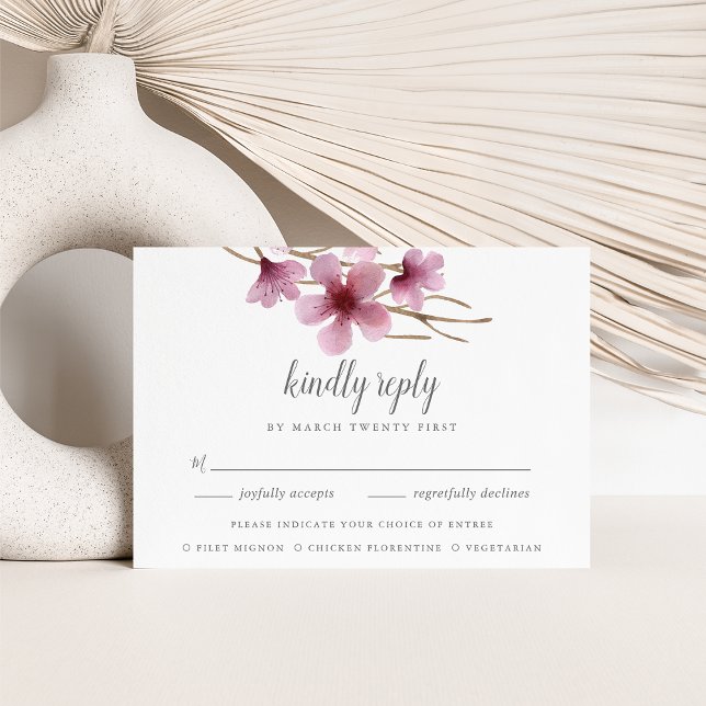 Watercolor Cherry Blossoms Meal Choice RSVP (Creator Uploaded)