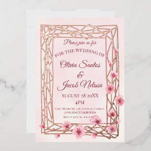 Watercolor Cherry Blossoms on a Rose Gold Trellis