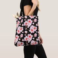 Watercolor Cherry Blossoms Pink Black