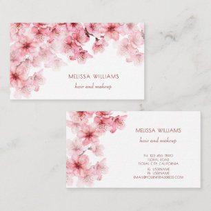 Watercolor Cherry Blossoms QR Code Business Card