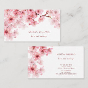 Watercolor Cherry Blossoms QR Code Business Card
