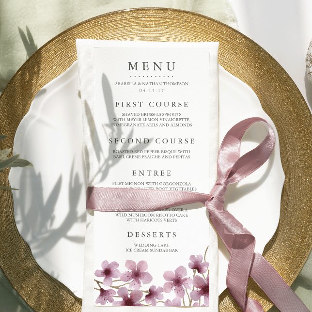 Watercolor Cherry Blossoms Wedding Menu (Creator Uploaded)