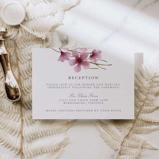 Watercolor Cherry Blossoms Wedding Reception Enclosure Card (Creator Uploaded)