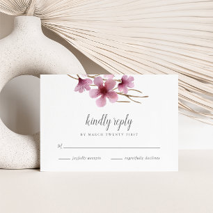 Watercolor Cherry Blossoms Wedding RSVP Card