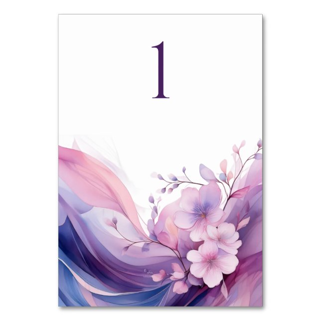 Watercolor Cherry Blossoms-Wedding Table Card (Front)