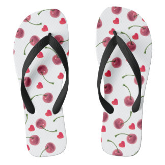 Watercolor Cherry Heart Jandals