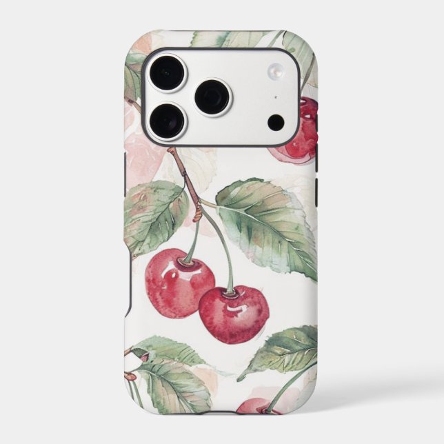 Watercolor Cherry Pattern – Botanical Fruit Art (Back)