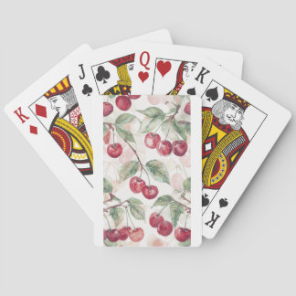 Watercolor Cherry Pattern – Botanical Fruit Art Playing Cards