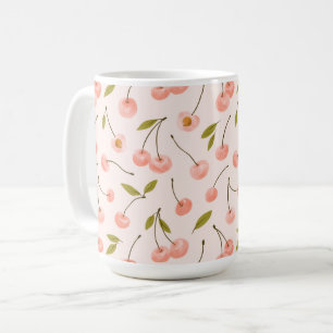 Watercolor Cherry Pattern Coffee Mug