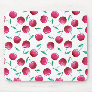 Watercolor Cherry Pattern Mouse Pad