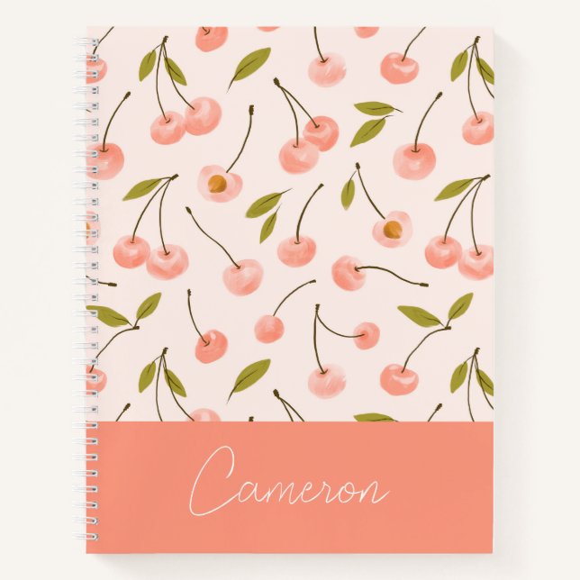 Watercolor Cherry Pattern Notebook (Front)