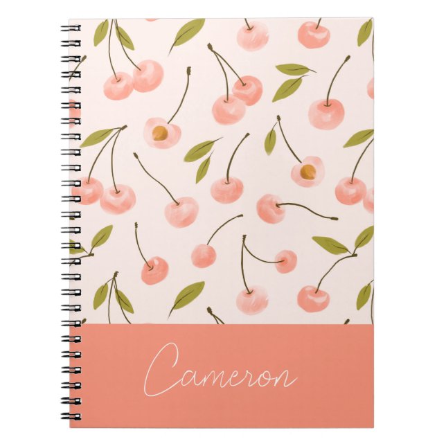 Watercolor Cherry Pattern Notebook (Front)